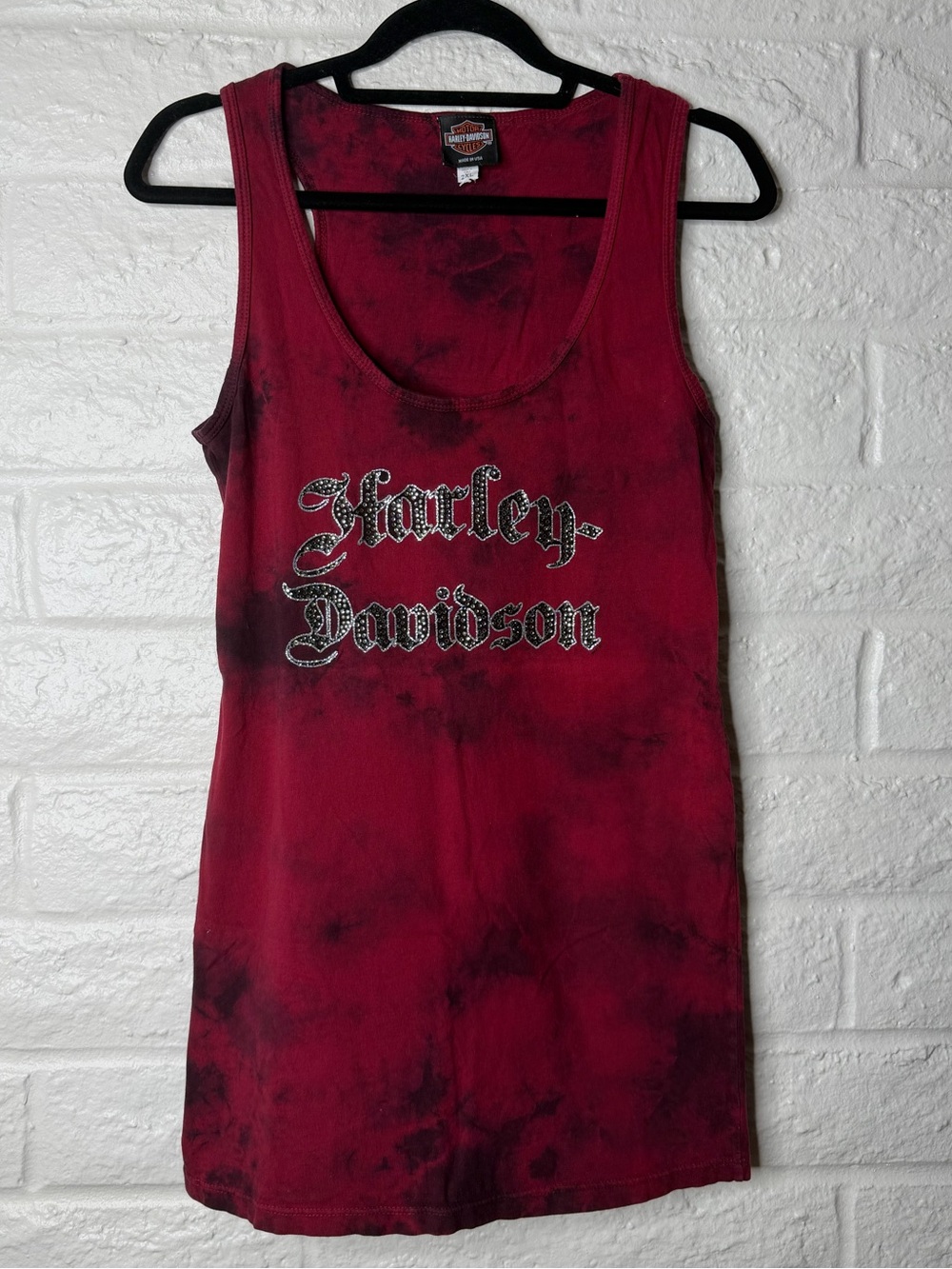 Harley-Davidson Womens 2XL Red Black Tie DyeTank Top Biker Graphic Las Vegas